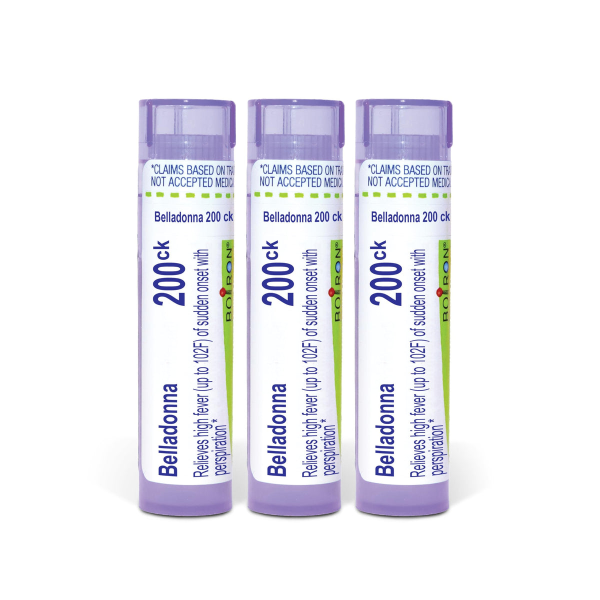 Boiron Belladonna 200CK pellets in tubes for fever with perspiration.