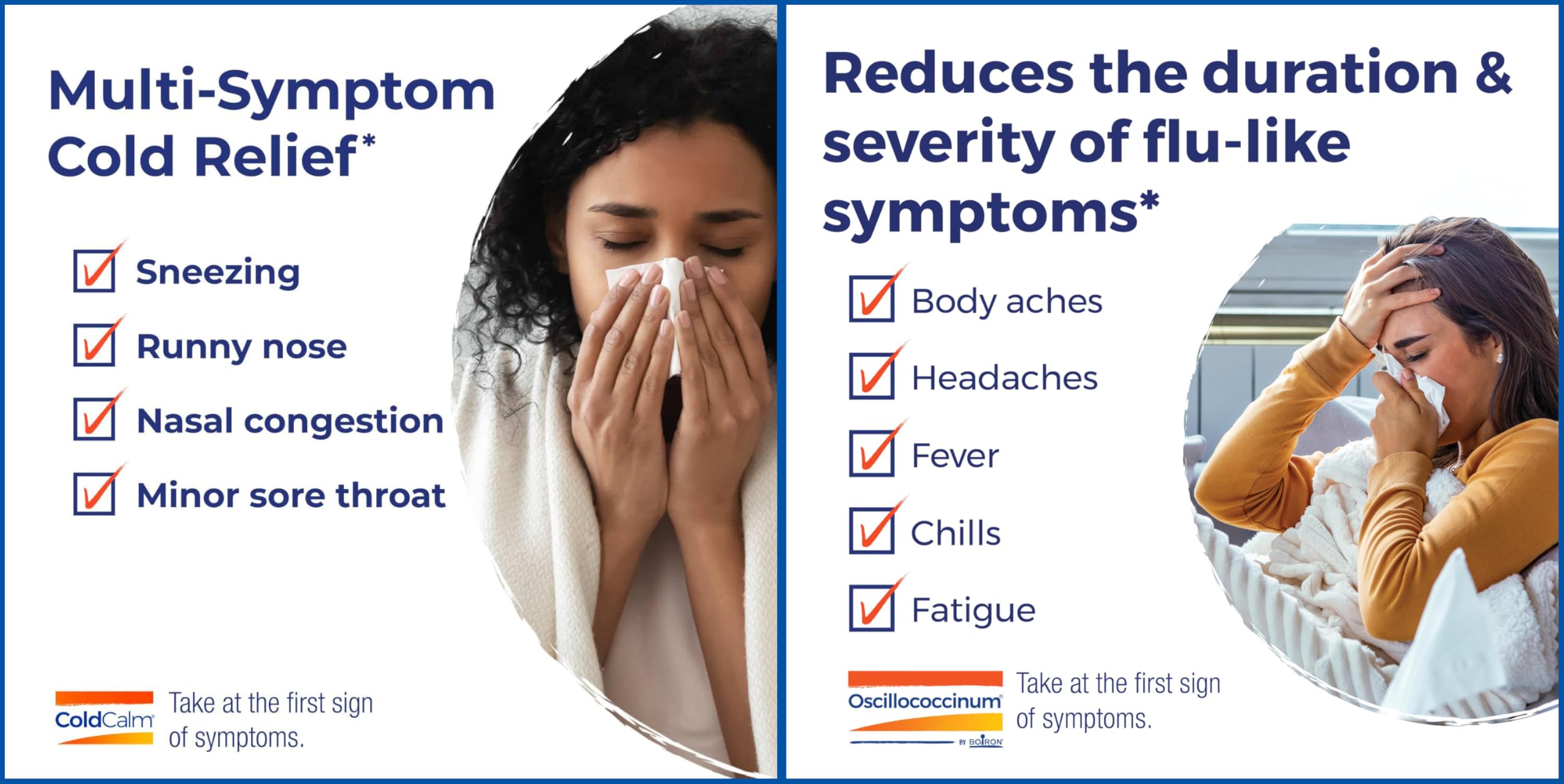 Boiron bundle box featuring ColdCalm and Oscillococcinum for family use