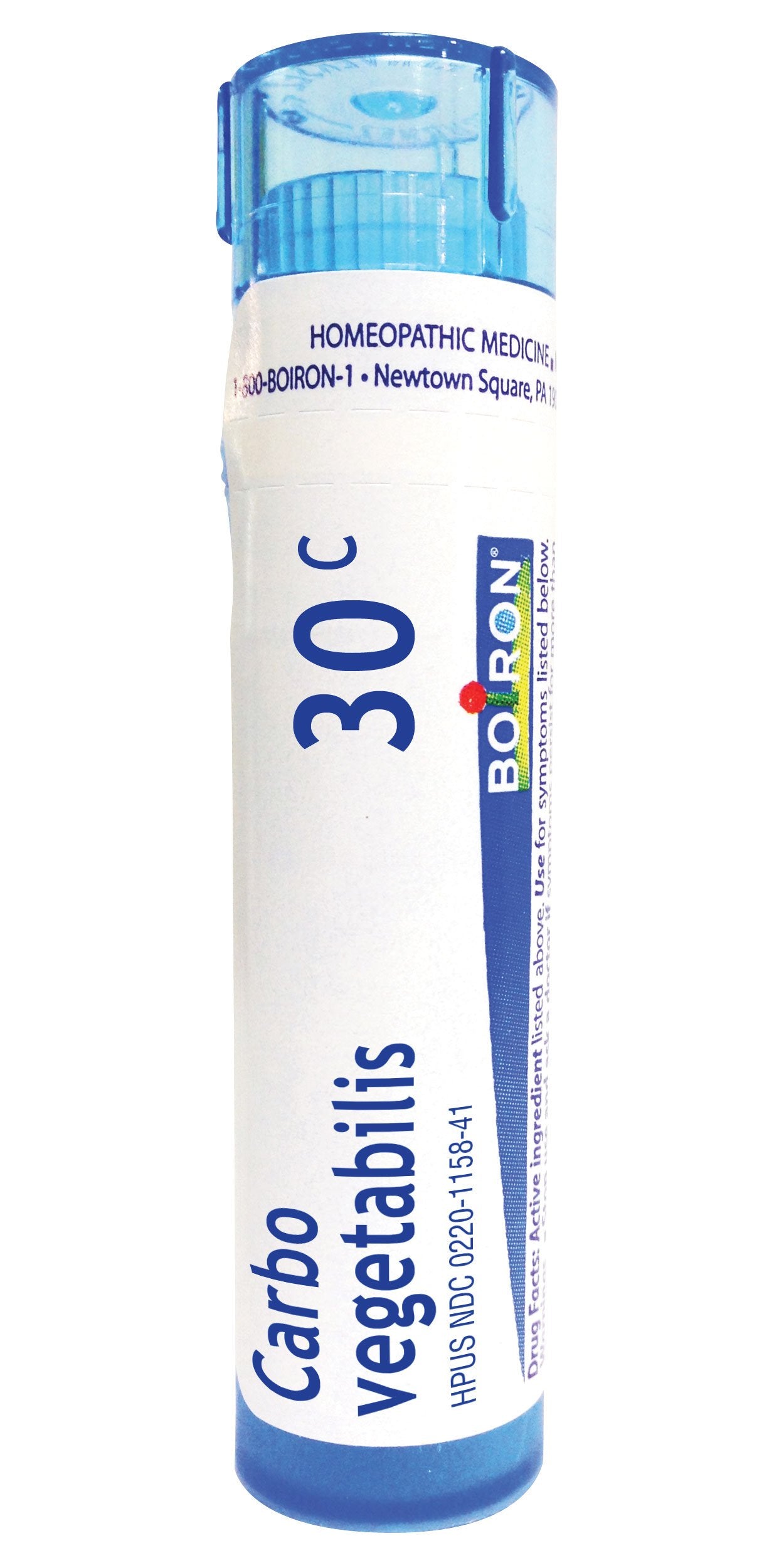 Boiron Carbo Vegetabilis 30C pellets in a tube for gentle, natural support