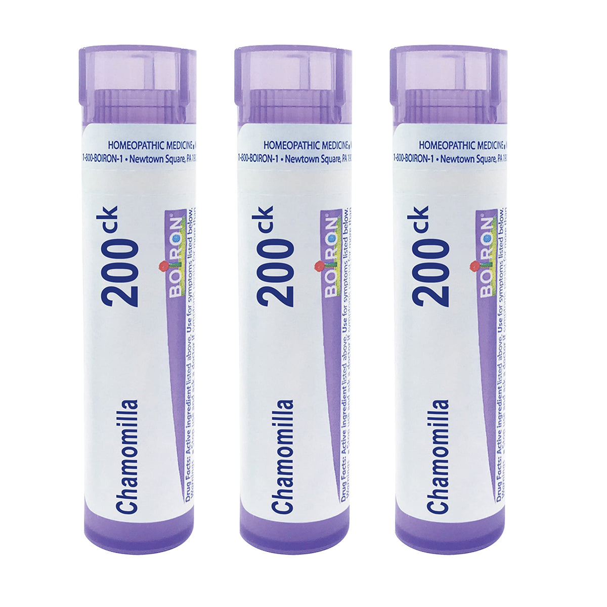 Boiron Chamomilla 200Ck bottle with pour for easy dosing.