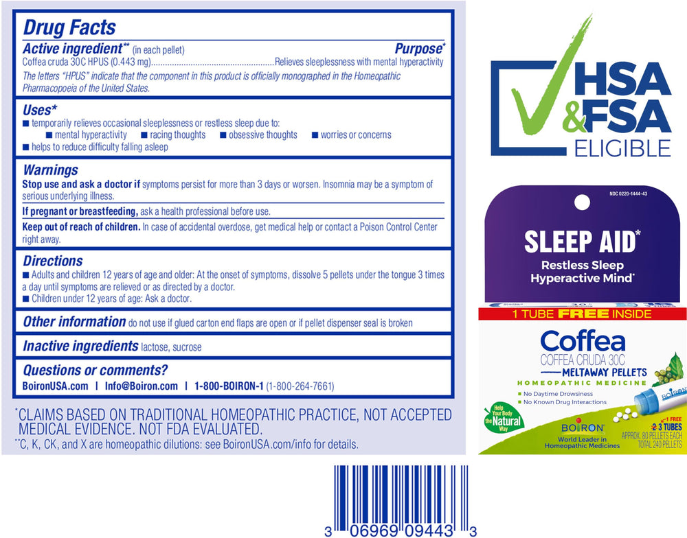 Complete Coffea Cruda 30C set displayed on a shelf for bedtime use.