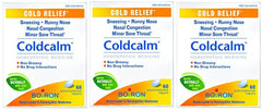 Boiron Coldcalm bottle with 60 tablets for convenient cold symptom support at home