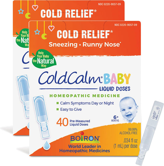 Boiron ColdCalm Baby pack of 2 with pre-measured drops for gentle cold support