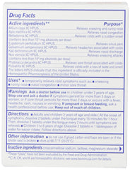 Boiron Coldcalm label close-up noting natural active ingredients.