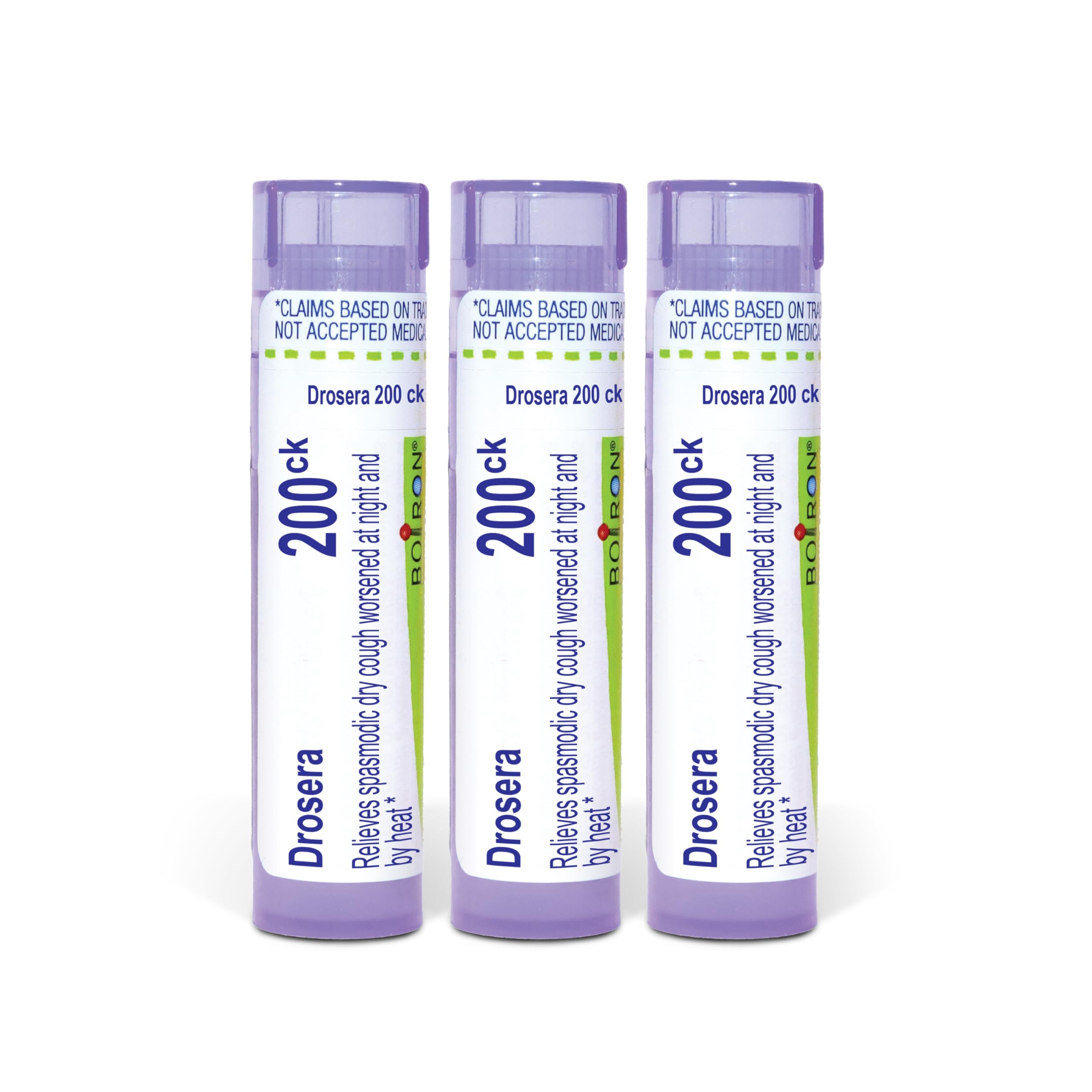 Boiron Drosera Rotundifolia 200Ck pellets in dispensing tubes for on-the-go use