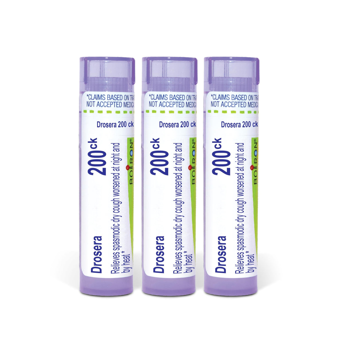 Boiron Drosera Rotundifolia 200Ck pellets in dispensing tubes for on-the-go use