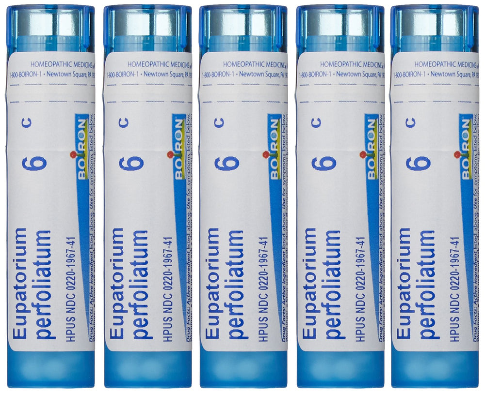 Boiron Eupatorium Perfoliatum 6C pellets in a tube for fast onset support.