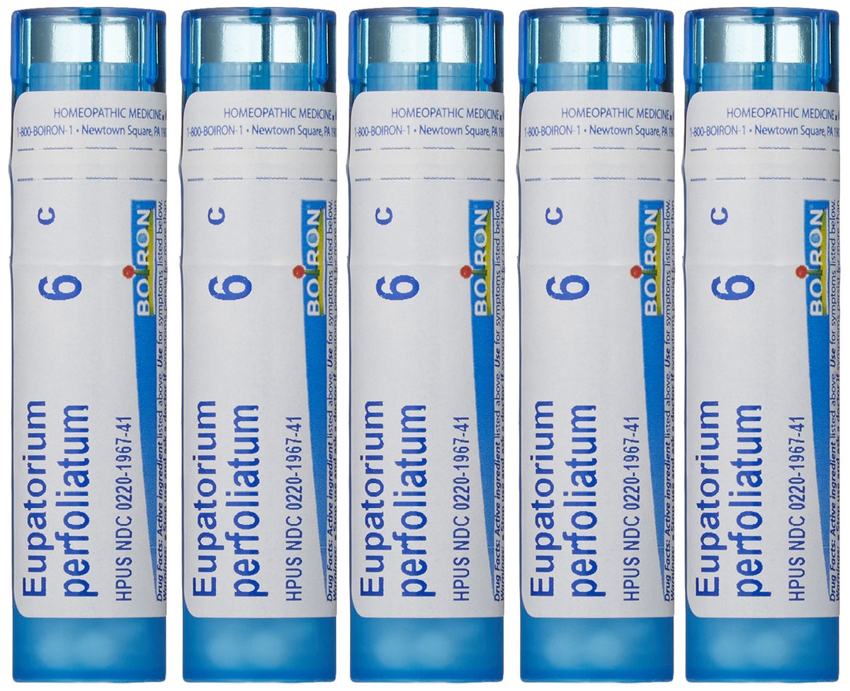 Boiron Eupatorium Perfoliatum 6C pellets in a tube for fast onset support.