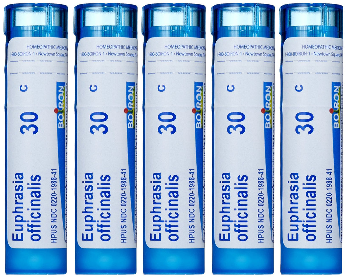 Boiron Euphrasia 30C packaging shown for gentle eye care support.
