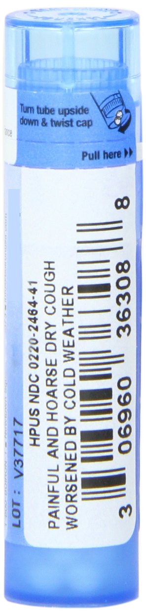 Boiron Hepar Sulphuris Calcareum 6C pellets used at the first sign to ease coughing.