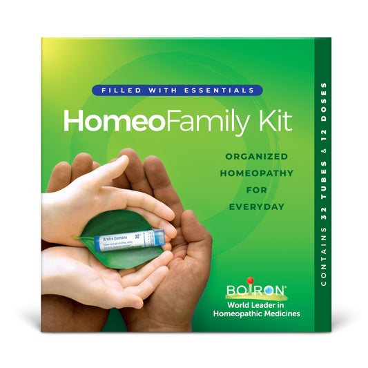 Boiron HomeoFamily kit storage case keeps family medicines organized and accessible.