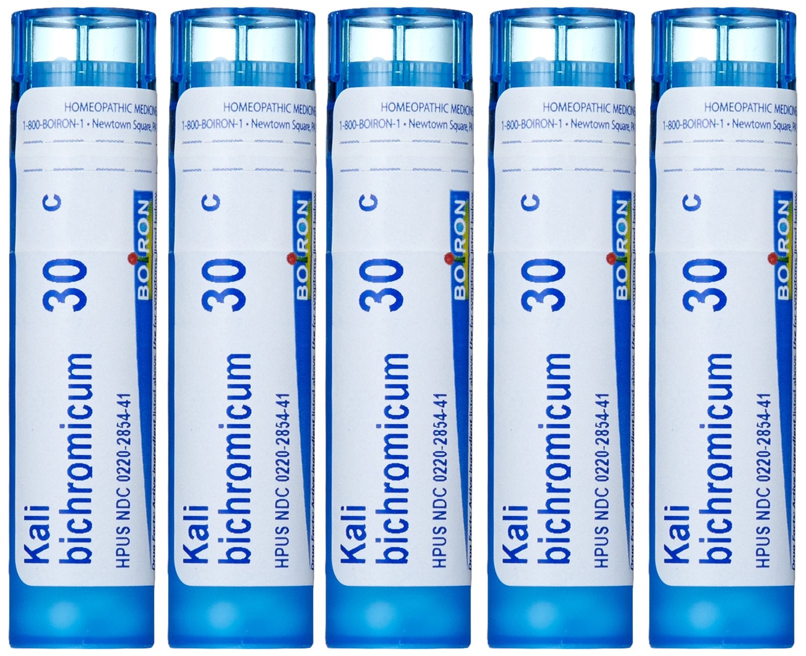 Boiron Kali Bichromicum 30C pack of five pellets for cold symptom support.