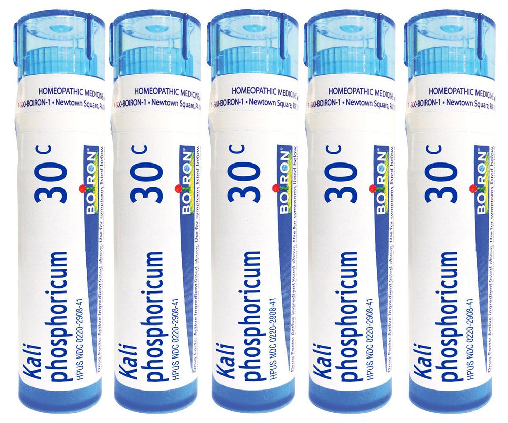 Boiron Kali Phosphoricum pellets in a tube, convenient 80-count pack for home use.