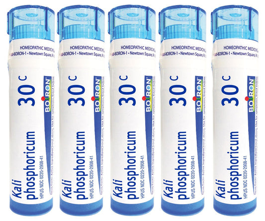 Boiron Kali Phosphoricum pellets in a tube, convenient 80-count pack for home use.