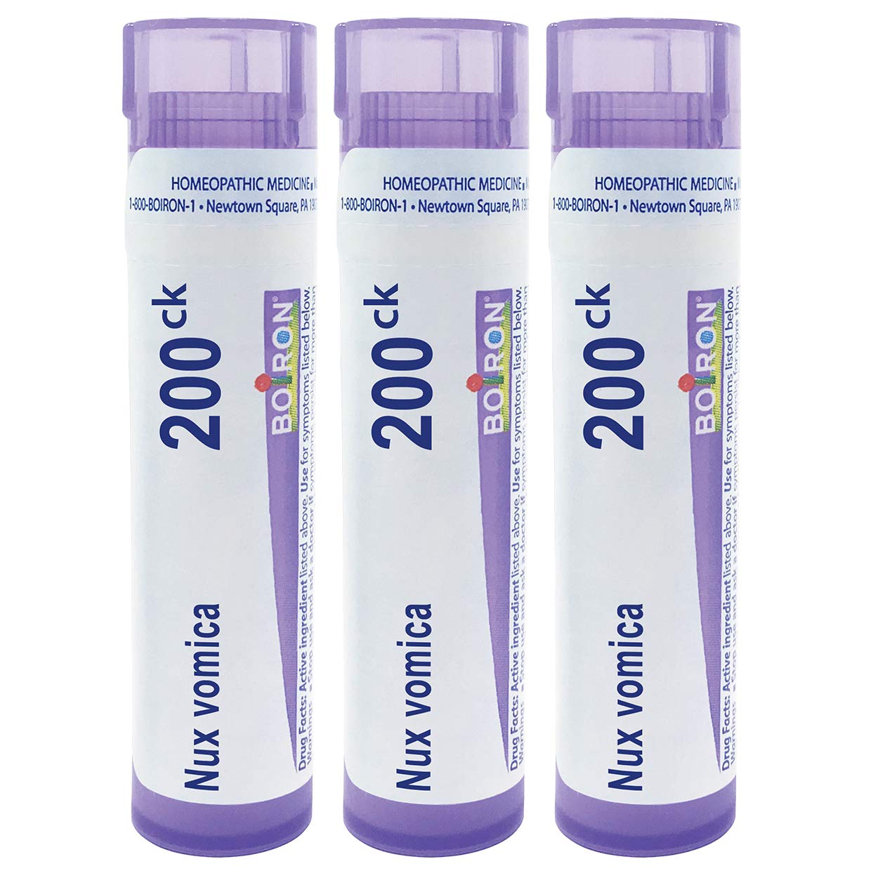 Boiron Nux Vomica 200CK pellets for heartburn or drowsiness relief