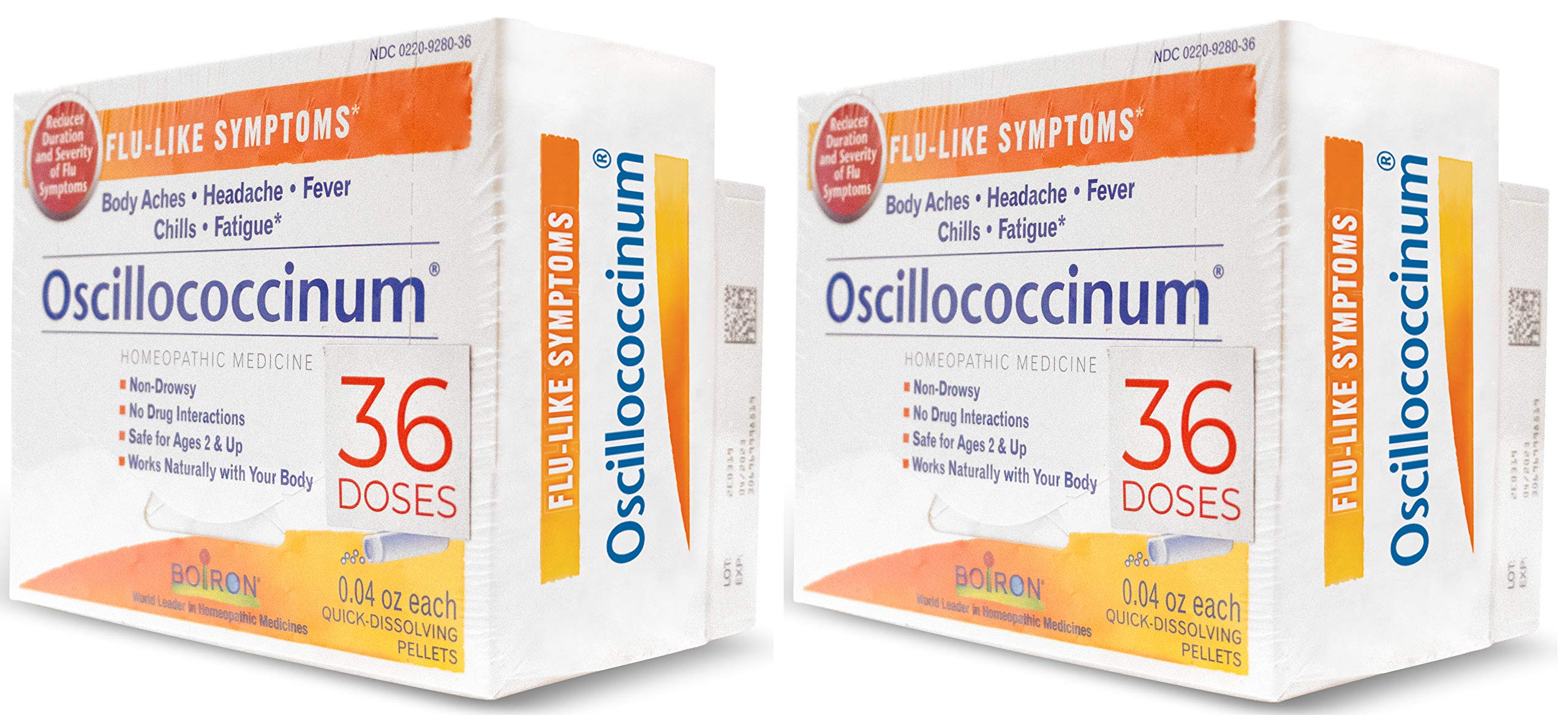 Boiron Oscillococcinum branding on label, trusted homeopathy for common symptoms.