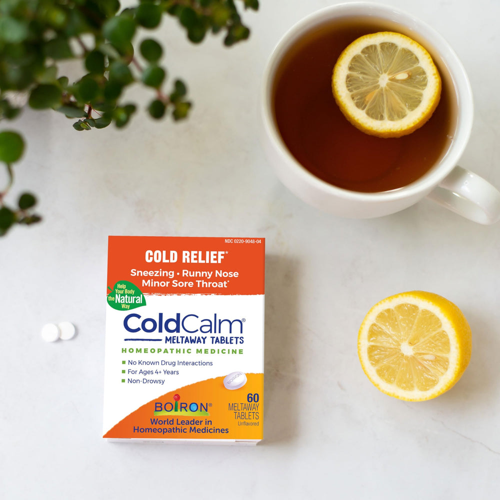 Inside view of Boiron ColdCalm and Oscillococcinum packaging