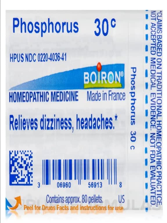 Boiron Phosphorus 30C easy-dispense pellet tube.