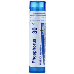 Boiron Phosphorus 30C pellets in dispensing tube for on-the-go use.