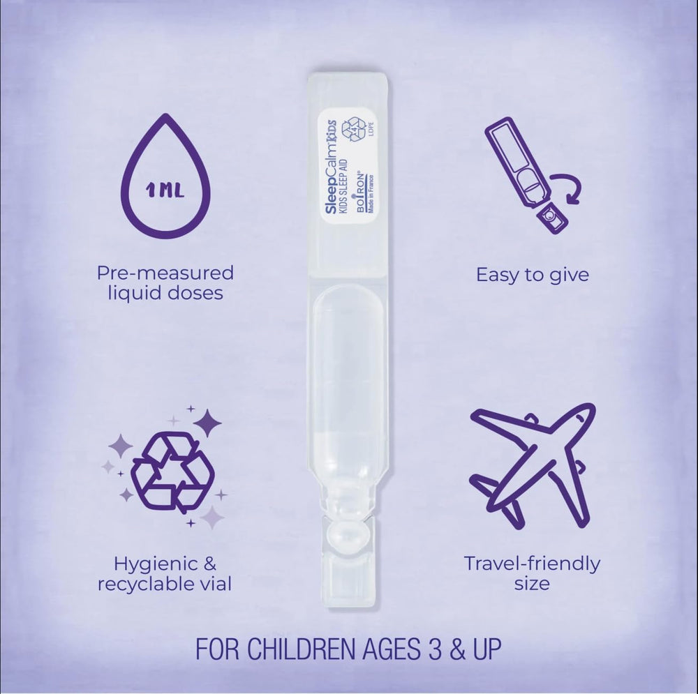 Boiron SleepCalm Kids liquid dose pen included with bundle.