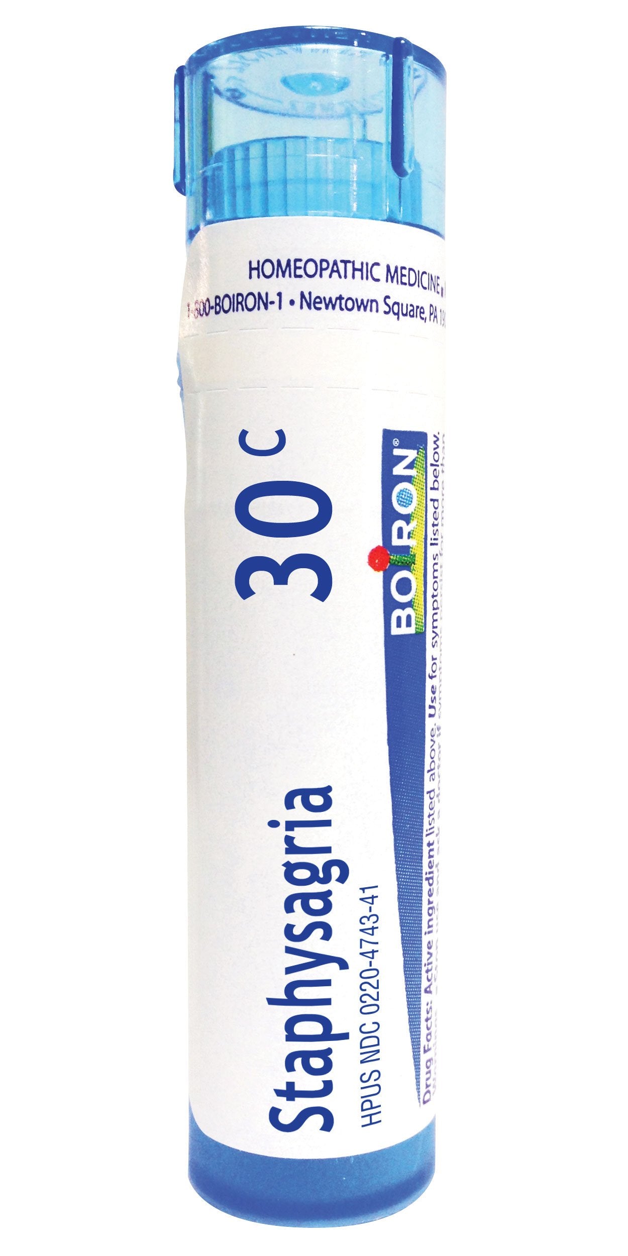 Boiron Staphysagria 30C pellets for surgical wounds, gentle healing support.