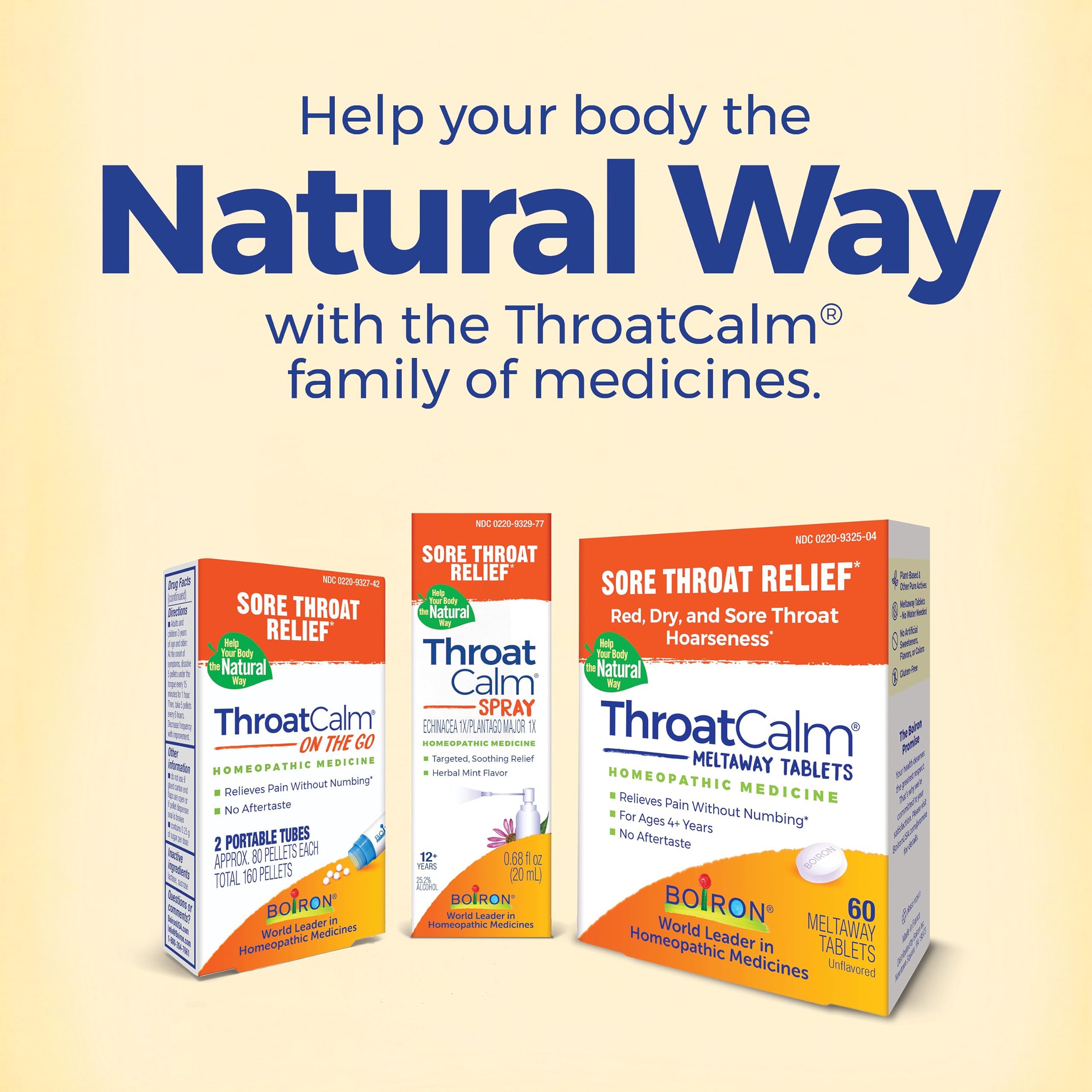 Echinacea listed on Boiron ThroatCalm ingredient panel.