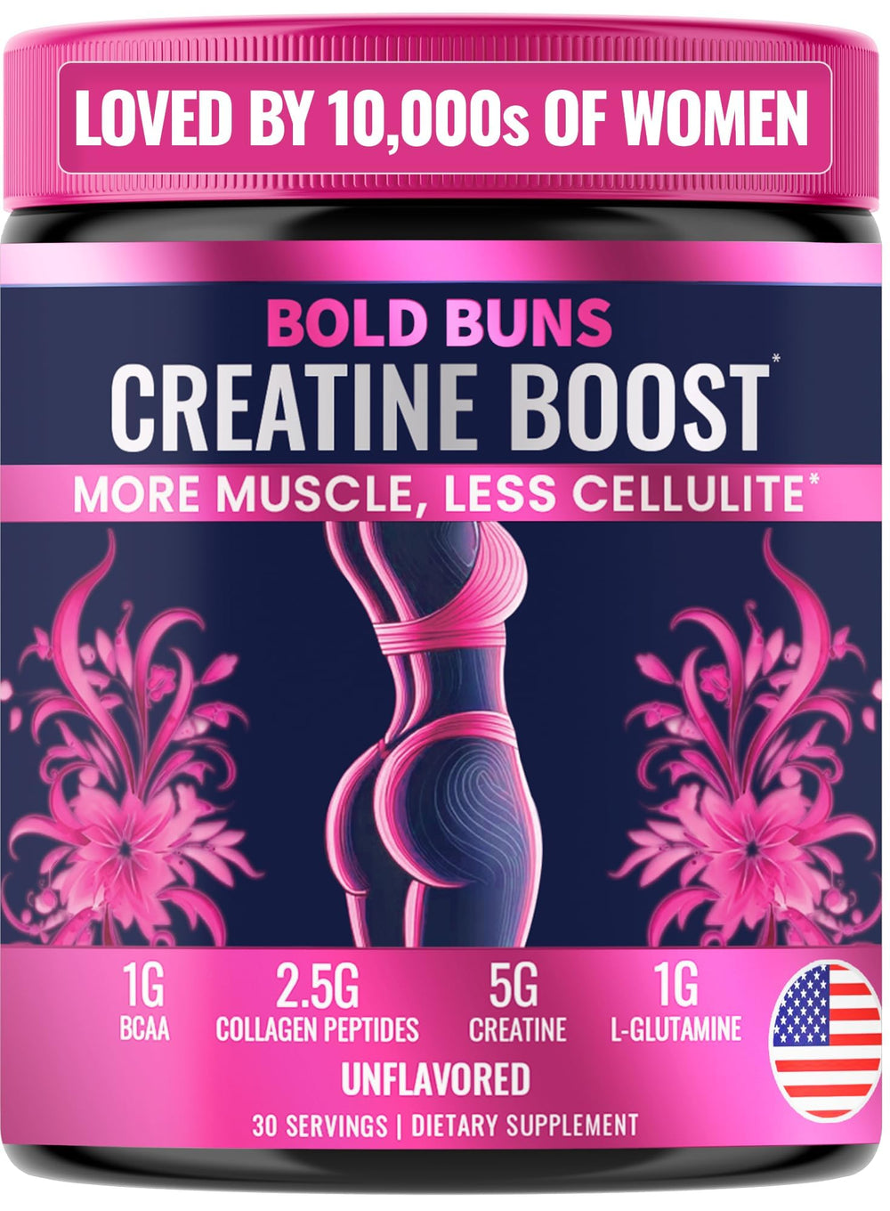 Bold Buns Creatine for Women bottle ready for daily booty-building workouts