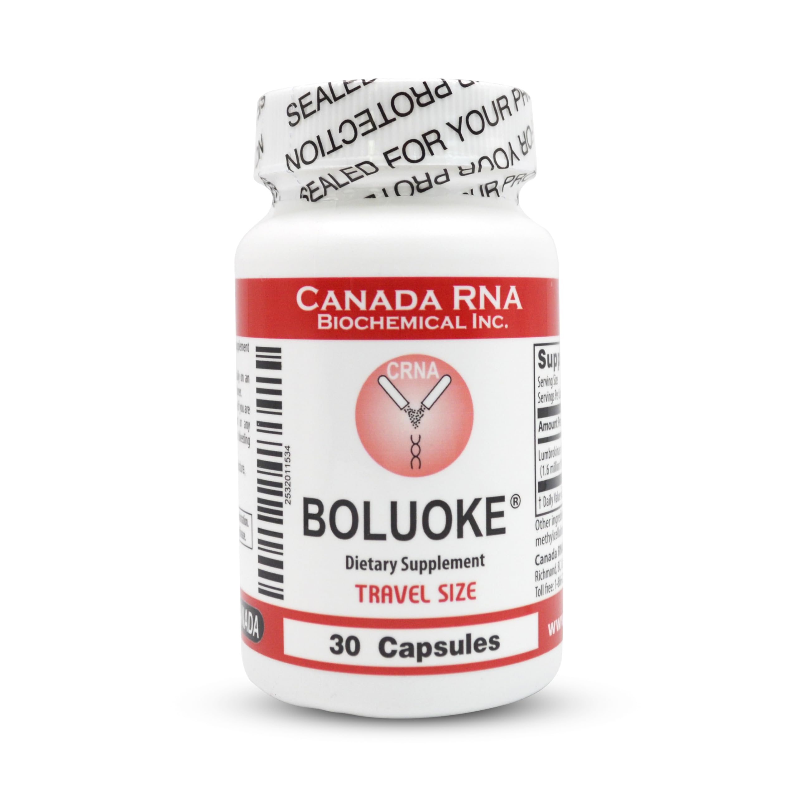 Boluoke Canada RNA Lumbrokinase bottle pour showing supplement flow for circulatory support