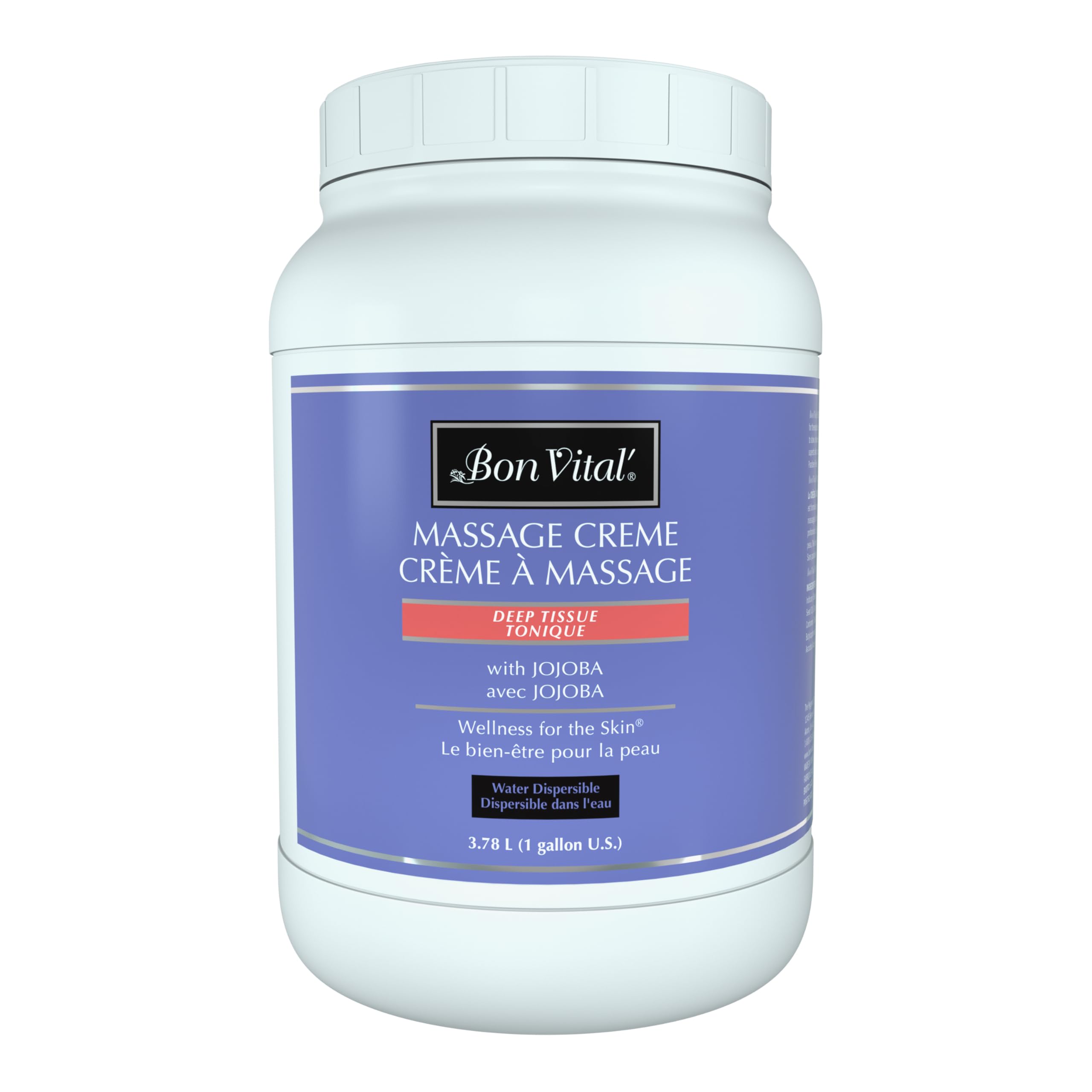Bon Vital' Deep Tissue Massage Creme bottle pour provides a smooth glide for deep tissue work.