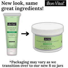 Bon Vital' Naturale Massage Creme unscented formula ideal for sensitive skin.