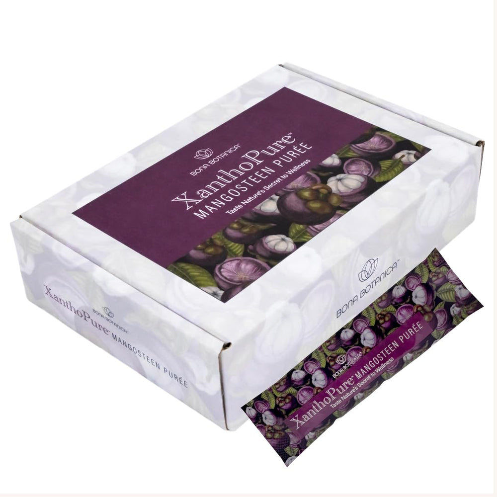 XanthoPure sachets close-up, convenient antioxidant packets
