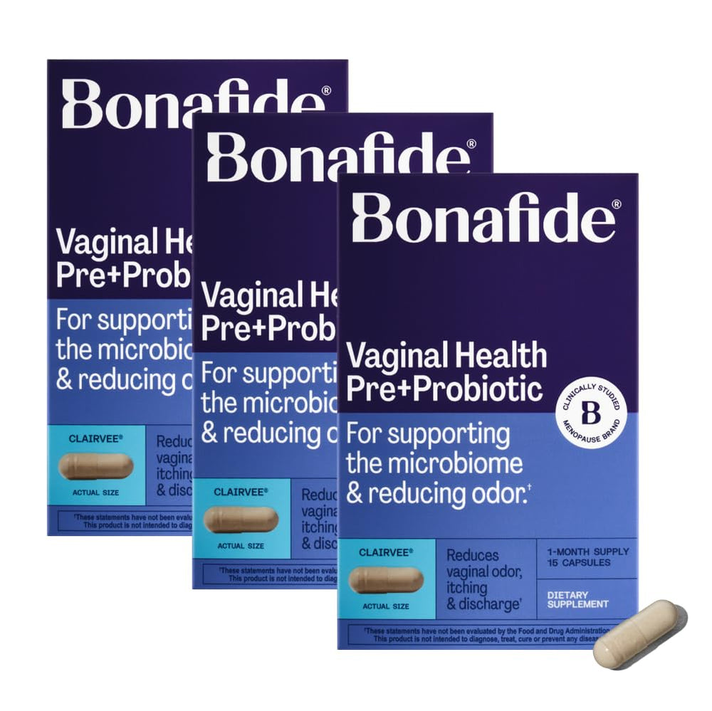 Bonafide Clairvee bottle front view showing hormone-free probiotic packaging