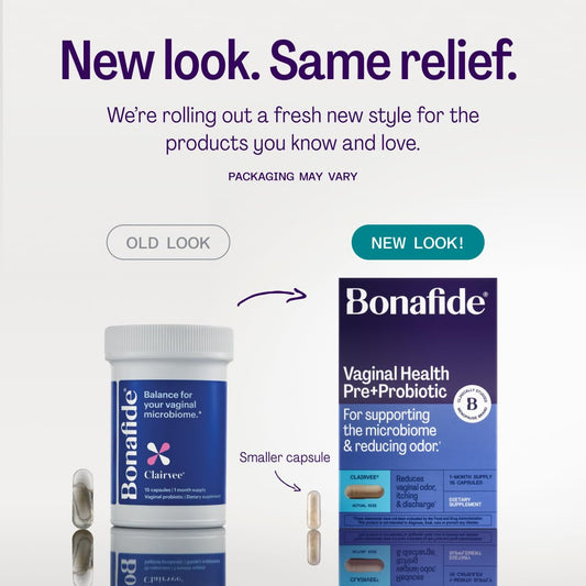 Close-up of Clairvee capsules for daily vaginal balance