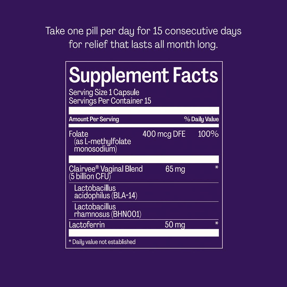 Packaging image showing Bonafide Clairvee benefits and instructions