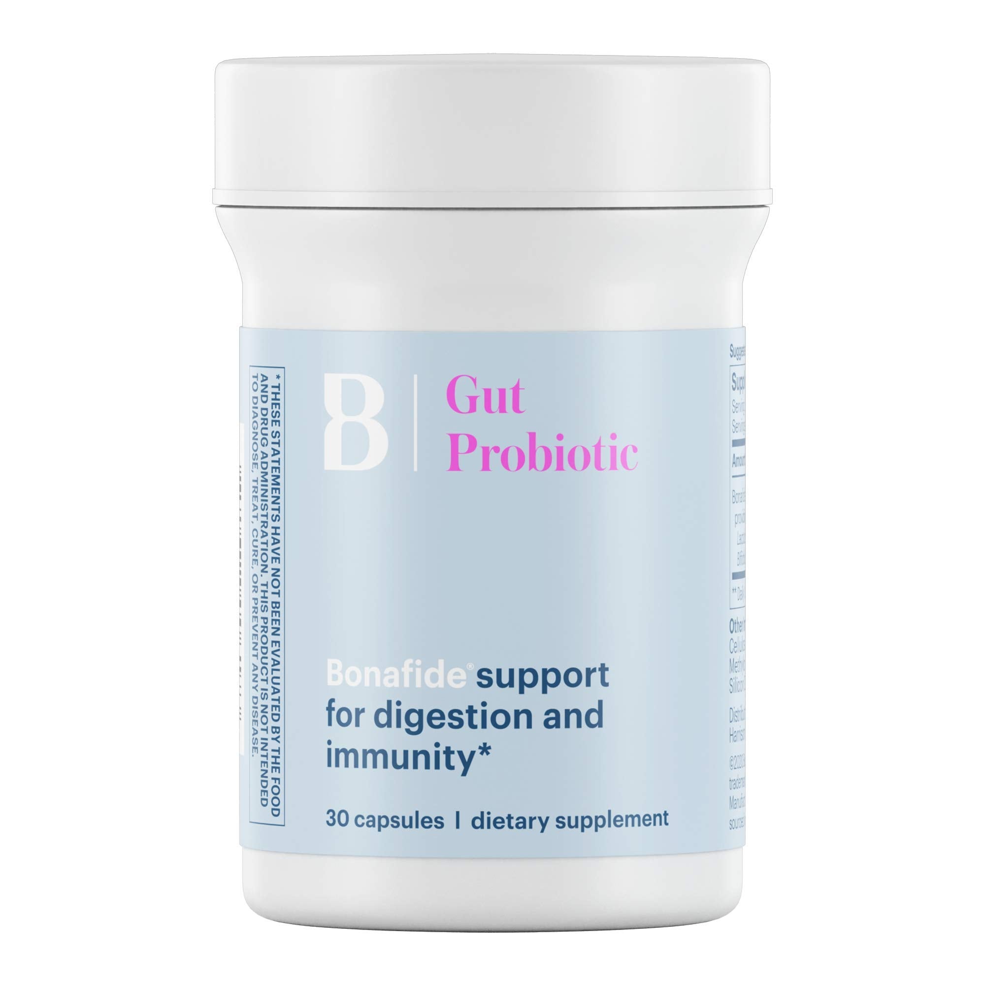 Bonafide Essentials Gut Probiotic bottle front promoting daily digestive support.
