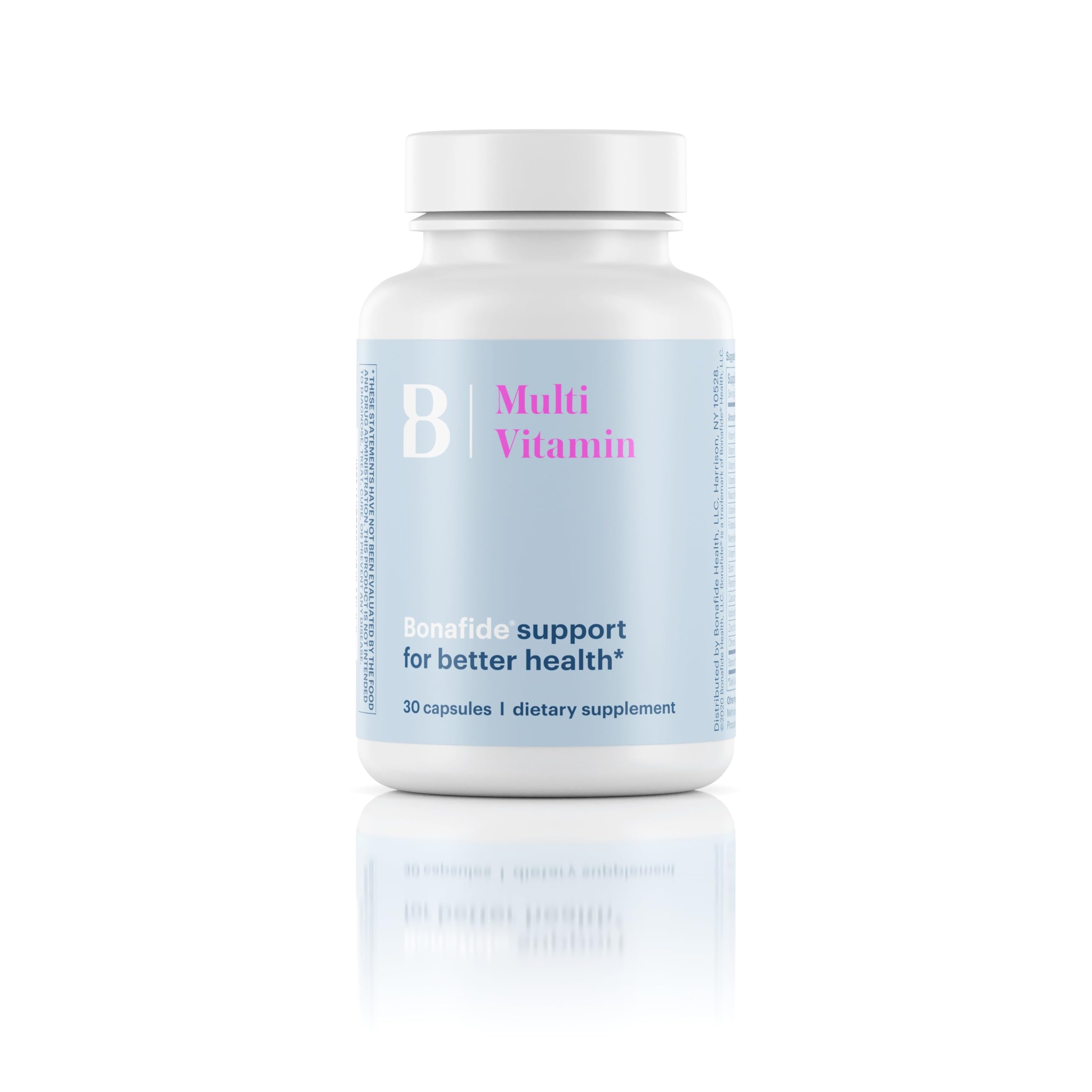 Bonafide Essentials multivitamin bottle for daily energy, bone health, and overall wellness.