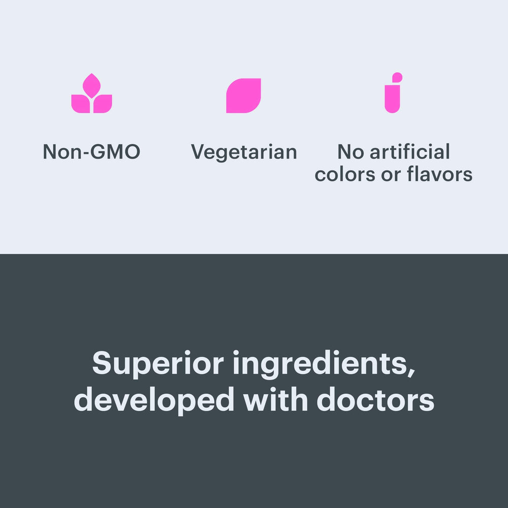 Bonafide Essentials Women's daily supplement packaging highlights key benefits.