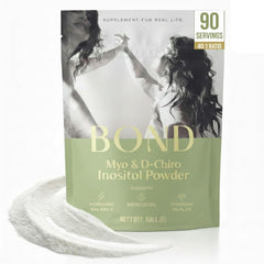Bond Myo-Inositol & D-Chiro Inositol bottle close-up may support hormonal balance.