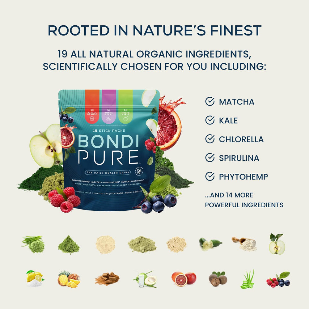 Bondi Pure fiber and prebiotic mix promoting digestion and calm energy