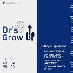Bone Science Dr’s Grow Up PM bottle for nighttime recovery and calm routines.