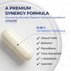 Bone Science glutathione-quercetin blend bottle suggests antioxidant synergy for daily wellness.