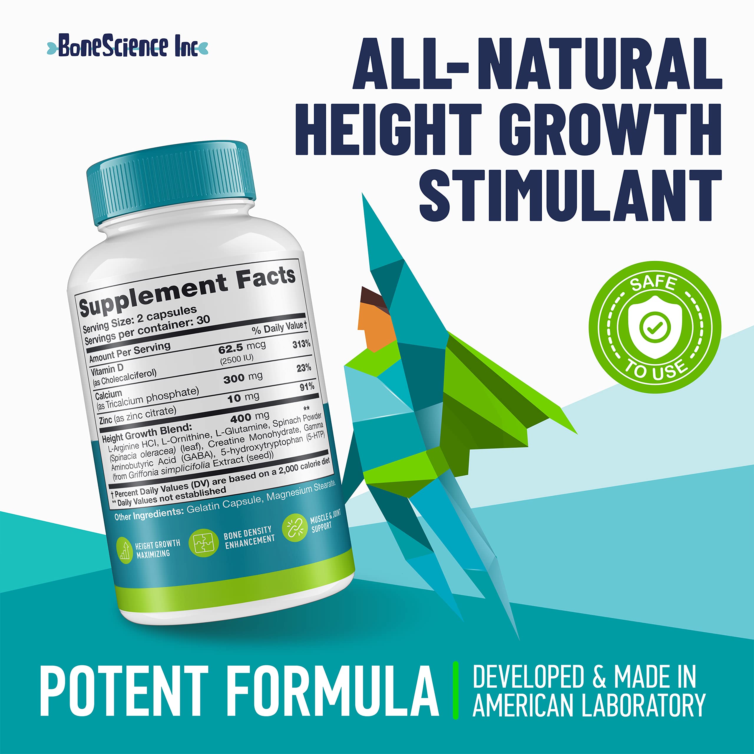 BoneScience growth pills capsules shown in daily dose promote consistent nutrient intake.