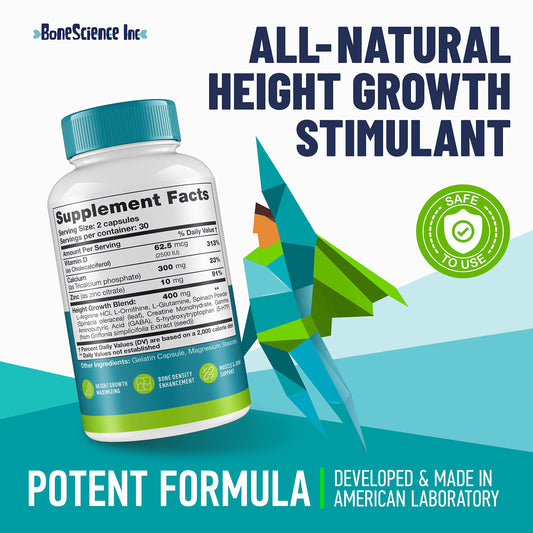 BoneScience growth pills capsules shown in daily dose promote consistent nutrient intake.