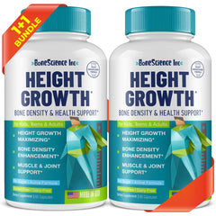 BoneScience Height Growth Maximizer pack of two bottles supports bone health and growth potential.