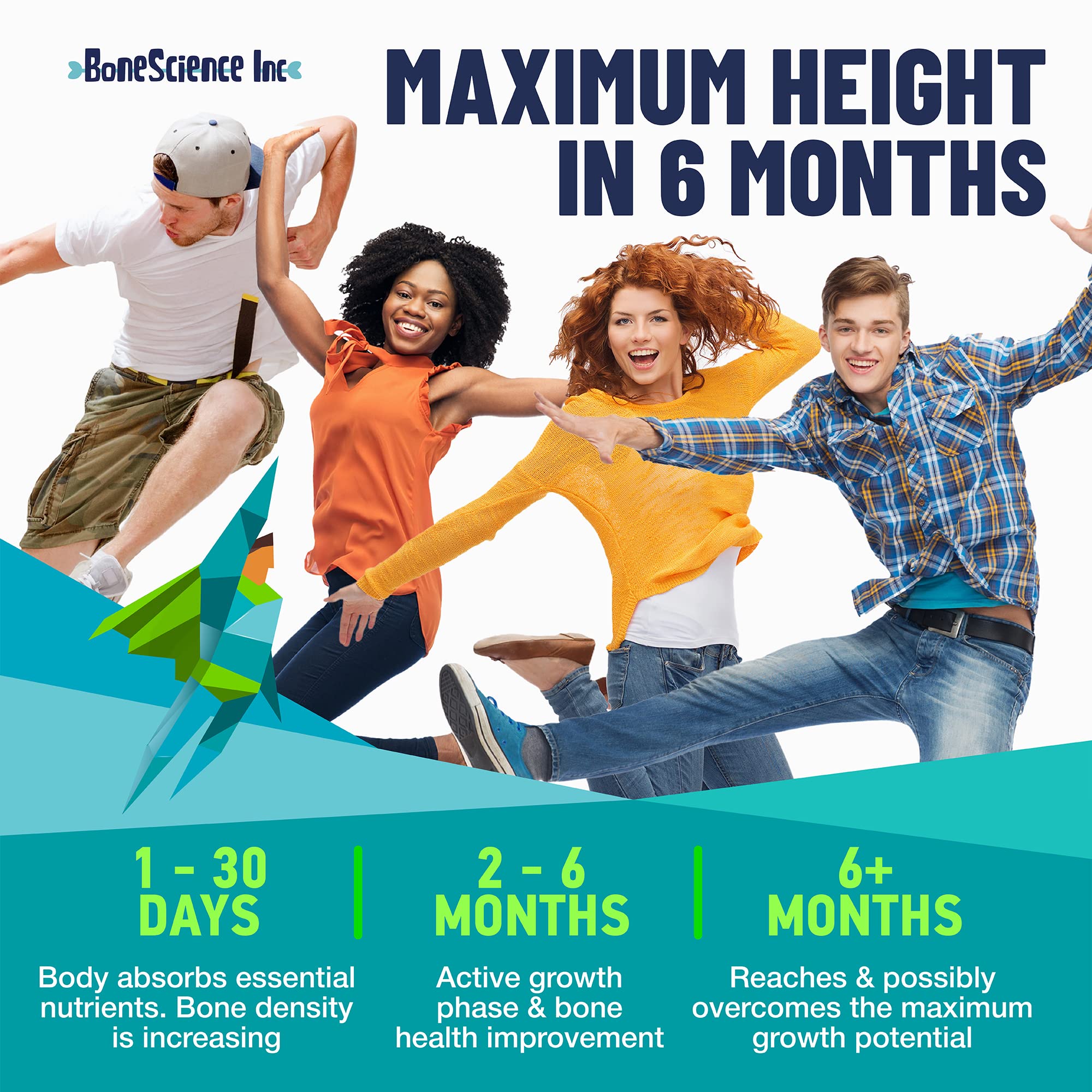 BoneScience safe nutrients for height growth feature premium, GMO-free ingredients.