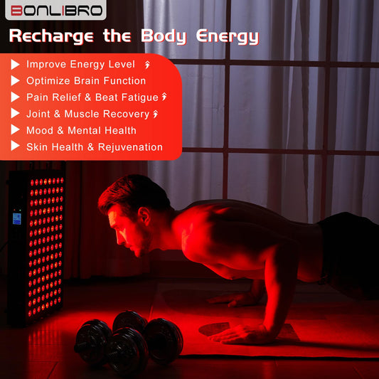 BONLIBRO red light panel with timer and remote for convenient daily sessions.