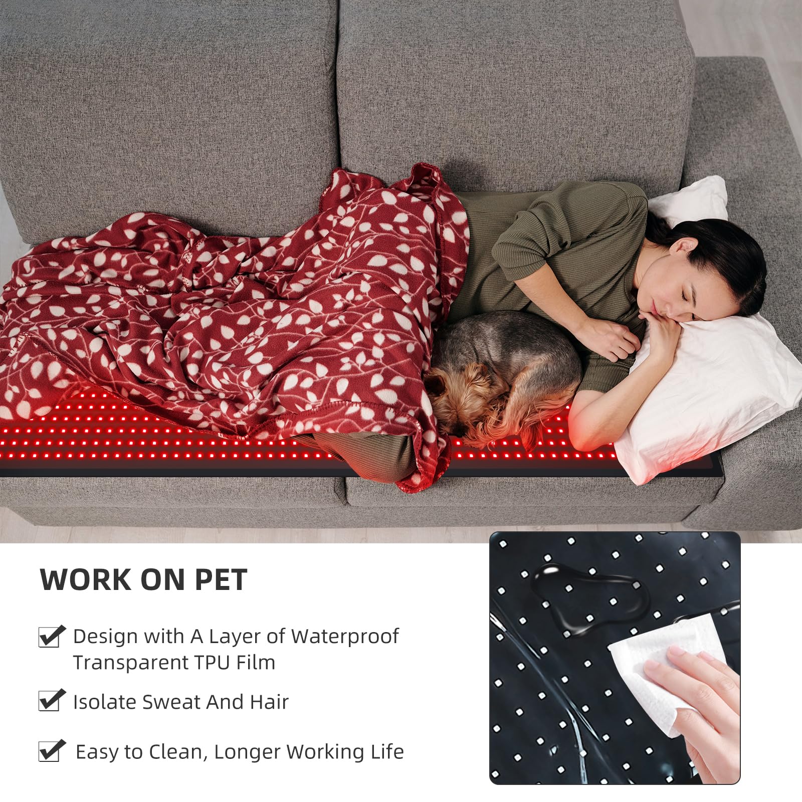 Dual-wavelength 660nm and 850nm in Bonodave blanket for versatile use.