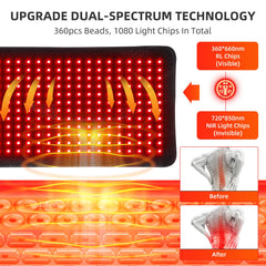 bonodave red light therapy mat back view showing large surface area