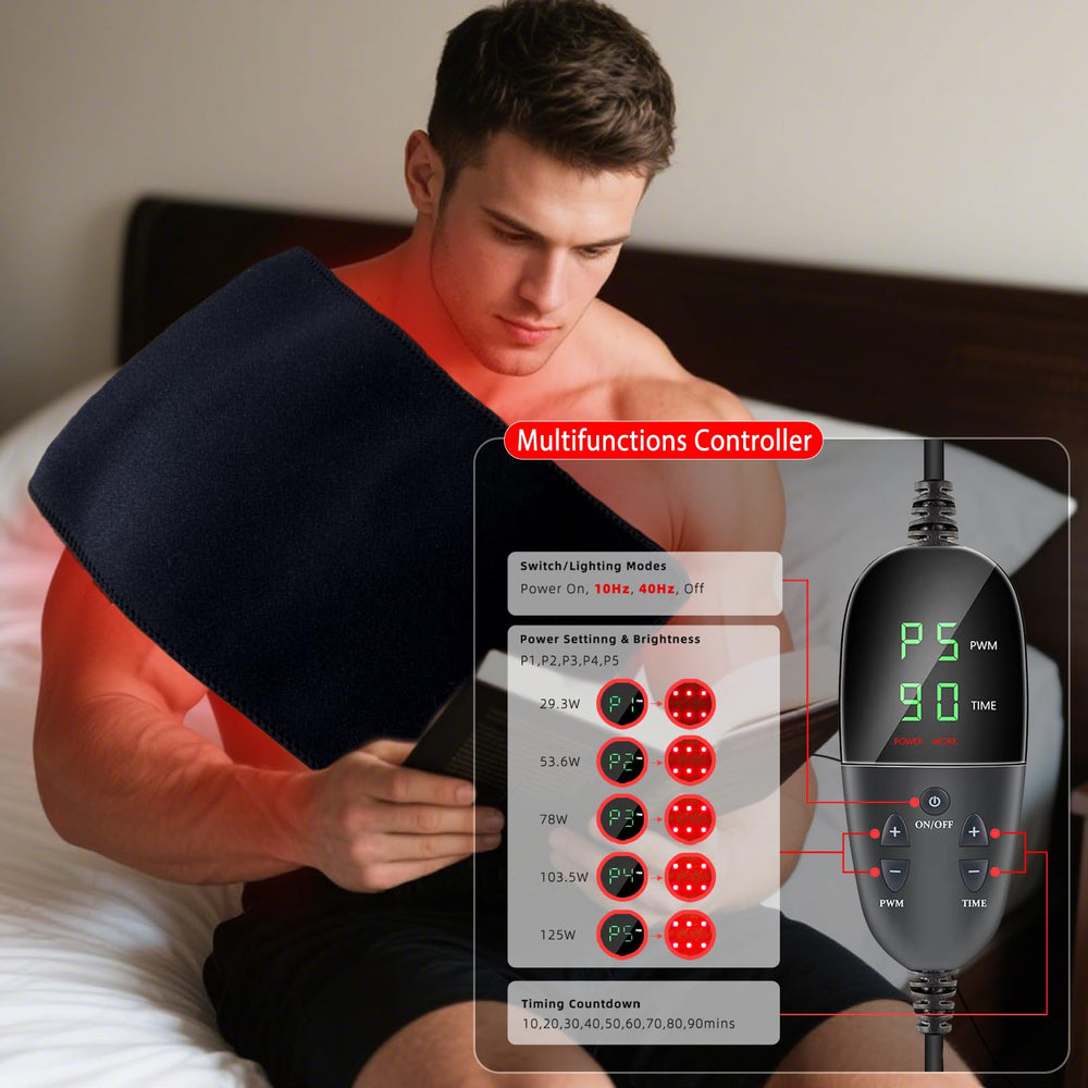 bonodave red light therapy mat controller and brightness settings in-use