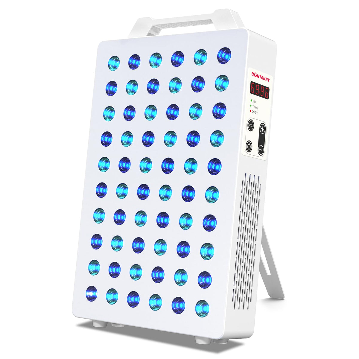 BONTANNY BO-300 blue and yellow light panel, front view for at-home sessions.